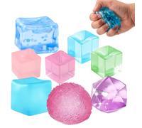 8Pcs Ice Cube Squishy, Malt Sugar Ice Cube Squishy Cube, Stress Cube for Office, School and Travel, Sensory Squishy Cubes with Assorted Colours and Textures