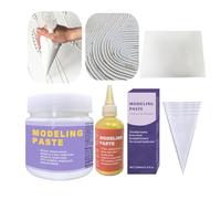 8PCS Included Professional Thick Golden/White Modeling Paste with Squeegees Bags and Tool, Ideal for Wood/T-Shirts/Glass/Stone, White Texture Paste Metallioc Sculpting Material DIY Crafts Projects