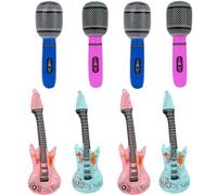 8Pcs Inflatable Microphone, inflatable party props, Inflatable Microphones and Guitars, Disco Party Decorations, Photobooth Props for Kids, Birthday and Themed Events
