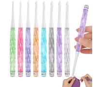 8PCS Inline Crochet Set, Non-Slip Hooks for Arthritic Hands, Needles for Crocheting Yarn, Size 2.5mm-6mm, Cute Plastic Grips