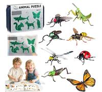 8PCS Insect & Animal Slot-Assembly Toys, DIY 4D Puzzle Model, Realistic Plastic Bug Figures, Educational Animal Building Blocks, STEM Fine Motor Learning Toy Gift for Kids Birthday Christmas (C)