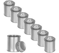 8pcs Iron Paint Can with Lid 0.1l Silver Empty Storage Bucket