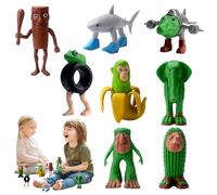 8Pcs Italian Brainrot Action Figures Set, Tung Tung Tung Sahur Figures, Funny Collectible Figures, Funny Tralalero Tralala 3D Printed Desk Toy, Creative Shark,Monkey and More Toys for Kid Fans