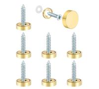 8PCS Juttzzei Brass Mirror Screws Caps, 12mm Brass Decorative Screws with Caps, Upgraded Brass Decorative Screw Cap Covers for Mirrors, Furniture Fittings, Glass, Tables, Wardrobes - Golden