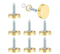 8PCS Juttzzei Brass Mirror Screws Caps, 18mm Brass Decorative Screws with Caps, Upgraded Brass Decorative Screw Cap Covers for Mirrors, Furniture Fittings, Glass, Tables, Wardrobes - Golden