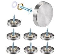 8PCS Juttzzei Screw Covers Caps, 30mm Mirror Screws with Decorative Cap Covers, Polished Stainless Steel Decorative Screws with Caps for Mirrors, Furniture Fittings, Glass, Tables, Wardrobes - Silver