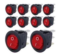 8pcs KCD1 On/Off 3-Pin 2-Position Snap 20A 12V Red LED Round Boat Rocker Switch with LED For Househeld DIY Replacement(8pcs Red)