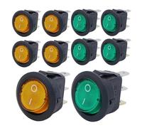 8pcs KCD1 On/Off 3-Pin 2-Position Snap 20A 12V Red Round Boat Rocker Switch with For Househeld DIY Replacement(8pcs green orange)