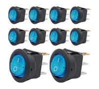 8pcs KCD1 On/Off 3-Pin 2-Position Snap 20A 12V Red Round Boat Rocker Switch with For Househeld DIY Replacement(8pcs Blue)