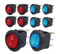8pcs KCD1 On/Off 3-Pin 2-Position Snap 20A 12V Red Round Boat Rocker Switch with For Househeld DIY Replacement(8pcs blue red mix)