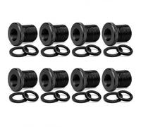 8Pcs Knurled 1/2x28 to 3/4x16 Thread Protector with Washers, Steel | Automotive Oil Filter Protector ,Metal, Rubber, Black, Cylindrical Design, Vehicle Repair Converters