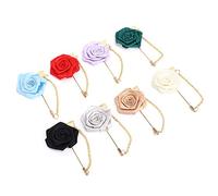 8Pcs Lapel Pins for Men,Men's Lapel Pin,Wedding Flower Lapel Flower Rose Lapel Pin Boutonniere Pin with Gold Leaf Handmade Satin Flower Lapel Pin Badge Wedding Brooch Pins for Men Suit