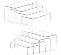 8Pcs Large Acrylic Risers, Clear Rectangular Tiered Display Stand, Tabletop Disp