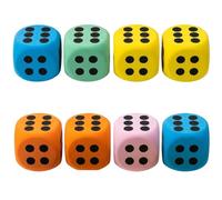 8PCS Large Dice, Ideal for Classroom Activities and Party Games, 3.8CM Big Dice with Rounded Edges in Five Colours, Orange Pink Blue Green Yellow