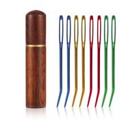 8pcs Large Eye Darning Needles for Wool, Stainless Steel Embroidery Needles Large Eye Hand Knitting Needles Tapestry Needles Yarn Sewing Needle with Wooden Needle Case for Crochet Projects