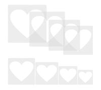 8PCS Large Heart Stencils for Crafts, Reusable Different Sizes Heart Shape Stencil Spraying on Wall, 5 Point Plastic Templates for Fabric Walls Arts Paper Home Decoration