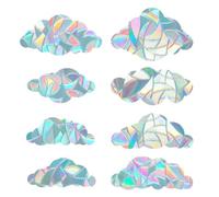 8Pcs Large Rainbow Window Clings 3D Decorative Window Film Cloud Anti-Collision Window Stickers Door Window Static Decals Sun Catcher for Kitchen Dining Room Bedroom sun window stickers