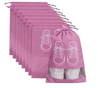 8Pcs Large Shoe Storage Bags, Dustproof Drawstring Shoes Bags with Transparent Slot, Portable Waterproof Non-Woven Fabric Packing Organizers with Drawstring Closure for Daily and Travel Use (Pink)