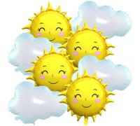 8Pcs Large Sun Cloud Balloons Sun Themed Party Decorations White Cloud Foil Balloons for Baby Shower Wedding Birthday Party Decorations Supplies