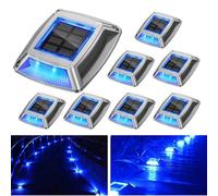 8Pcs Led Solar Deck Lights Ip68 Outdoor Garden Driveway Pathway Stair Step Lamp Blue
