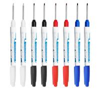 8PCS Long Head Deep Hole Marker Carpenters Pens, 30mm Extra Long Reach Pen Fine Tip Permanent Marker Pens Hole Marker Tool for Permanent Marking of Hard to Reach Areas (Blue+Red+Blue+White)