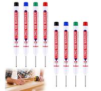 8Pcs Long Head Deep Hole Marker Pens, 20mm Extra Fine Waterproof Deep Reach Markers for Permanent Marking of Hard To Reach Areas Architect Ink Marker Long Nib Marker Pen for Metal Wood Glass