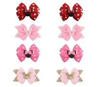 8Pcs Lovely Polka Dot Bows Double Layered Mouse Hair Bows Beautiful Elegant Glitter Hair Cute Mouse Ear Clips for Birthday Party Decoration