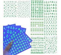 8PCS Luminous Nail Stickers,3D Self-Adhesive Fluorescence Flame Cloud Rainbow Nail Stickers Decals Glow in The Dark for Halloween Nail Art DIY Decoration