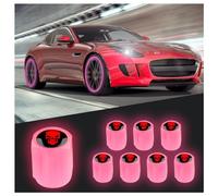 8Pcs Luminous Skull Tire Air Valves Stem Caps,Fluorescent Tire Valve Caps,Universal Tire Valve Stem Covers Accessories for Car Truck Motorcycles Bike (Skull 8pcs-Pink)