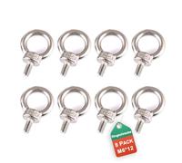 8Pcs M6 Eye Bolts, 304 Stainless Steel Male Thread Lifting Ring Eye Bolts for Living Lifting and Various Engineering Lifting Equipment
