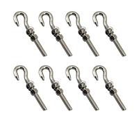 8Pcs M8 Stainless Steel Eye Bolt with Nut and Washers Long Shank Threaded Rod Round Hook Eyelet Bolt Screw