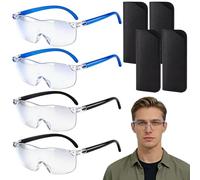8Pcs Magnifying Glasses, Blue and Black Frames, 3x and 5x Magnification Power, Anti-Radiation Coating for Enhanced Clarity, Ideal for Detailed Tasks and Small Print Reading