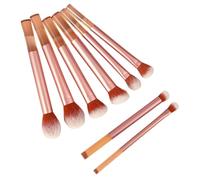 8Pcs Makeup Brush Set Natural Hair Contoured Foundation Brush Premium Synthetic Makeup Brushes for Liquid, Cream & Powder Eyeshadow (Pink)