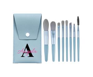 8pcs Makeup Brushes Set Personalized Initial A-Z Makeup Brush with Carry Case, Customized Name Makeup Brush Kits Gift for Women