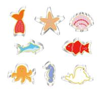 8Pcs Marine Animal Series Cookie Cutter Set Stainless Steel Cute Sandwich Cutter to Animal Biscuit Cutter Baking Mould for Cake Decorating Pastry Cookie Making