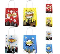 8Pcs Marvel Avengers Party Paper Gift Bags,Marvel Birthday Party Bags,Superhero Kraft Paper Tote Bags,MarvelParty GiftBags with Handles for Kids Birthday MarvelParty Accessories Gifts Wrapper Boxes