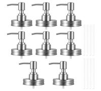 8Pcs Mason Jar Soap Dispenser Pump Lids for Regular Mouth Jar, Stainless Steel Rust Proof Soap Lotion Dispenser Pump Replacement for Farmhouse Kitchen Bathroom(8PCS)