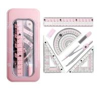 8pcs Maths Set Geometry Set | Maths Sets for Secondary School | Protractor and Compass Sets | Compass Math Ruler with Storage Box, School Stationery Supplies