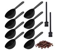 8pcs Measuring Spoon, 2pcs Cleaning Brush, Plastic Coffee Measuring Spoon, Flour Scoop, Kitchen Utensil, Reusable, for Tea, Coffee Beans, Protein Powder (Black)