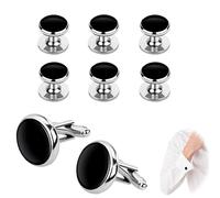 8PCS Men's Cufflinks Classic Business Design for Formal Shirts Men Cuff Links Durable for Daily and Wedding Wear Shirt CuffLinks for Men Gift Set Suitable for Wedding, Banquet, Ceremony, Business
