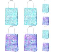 8Pcs Mermaid Party Paper Gift Bags,Mermaid Gift Bag Large,Under the Sea Kraft Paper Tote Bag,MermaidParty Gift Bags with Handles for Mermaid Birthday Girls Party Accessories Gifts Wrapper Boxes