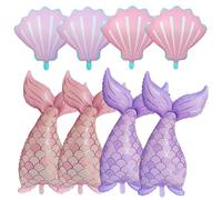 8Pcs Mermaid Tail Balloons Shells Birthday Party Decorations Mermaid Foil Seashell Under The Sea Balloon Garland Kit for Summer Indoor Outdoor Wedding Supplies