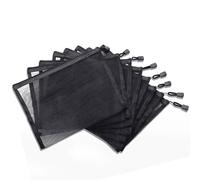8Pcs Mesh Cosmetic Zipper Bags, Nylon Mesh Toiletry Bag Small Up Bag with Zipper, Organiser Pouches for Cosmetics Toiletries for Holiday Travel Essentials Organizer Bag for Women Men (Black)