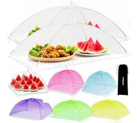 8PCS Mesh Food Covers,Pop Up Food Umbrella Tent Covers, Fruit Cake Net Domes 100×60cm & 43×43cm for Outdoors, Screen Tents, Parties Picnics, BBQs, Reusable and Collapsible (Rainbow (2+6))