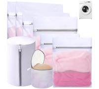8PCS Mesh Laundry Wash Bag with Zips, Ultra-fine mesh Laundry Bag, Large Fine Laundry Bags for Washing Machine (1XL60×60 2L60×50 2M40×50 1S30×40 1 Bra Bag 1 Cylinder Bag) Clothes Bra Travel Storage