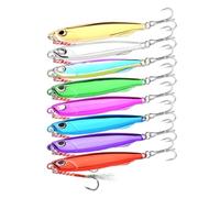8pcs Metal Cast Jig Spoon 10g 15g 20g 30g 40g 60g 80g Lures With Hook Casting Jigging Fish Sea Bass Fishing Lure Artificial Bait(B-1 Hook,40g-8.9cm)