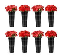 8PCS Metal Flower Vases for Bouquet, Galvanized Flower Bucket Vases, Cylindrical Design Iron Pot with Handles, Ideal for Home, Wedding, Party Decoration, Fresh/Dried Flowers (Black)