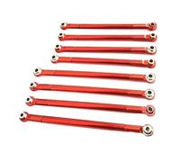8Pcs Metal Steering Suspension Link Rod Set for 1/12 RC | Heavy Duty Aluminum Pull Rods Replacement Parts Compatible with 128 86 86S G500 4WD Trucks(Red)