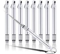 8PCS Metal Titanium Toothpick, Reusable Retractable Toothpick Keychain with Titanium Protective Case, Travel Picnic Camping Multifunctional Stainless Steel Toothpicks, Silver