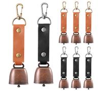 8Pcs Metal Vintage Mini Cowbell Bells Cowbell Drum Key Ring with Bell Bear Warning Bells Anti-Lost Grazing Copper Training Bell Pet Tracker Noise Maker for Puppies Cat Horse Sheep Goat